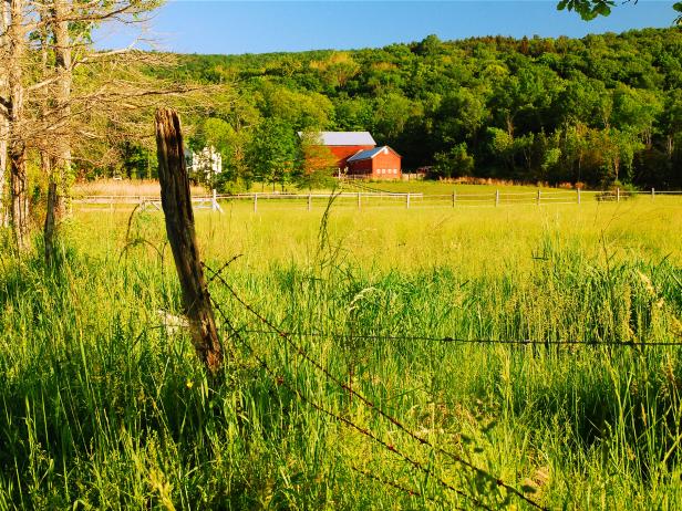 An old barn still stands in the foothills of the Catskill Mountains.  The area has been farmland since teh Colonial days