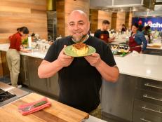 Duff Goldman with Aunt Hedy’s Kugel, as seen on Food Network Kitchen Live.