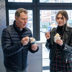 Hosts Bobby Flay and Sophie Flay order ice cream at KITH, as seen on Flay vs Flay, Season 1.
