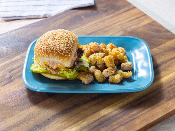 Oklahoma-Style S'mack Burgers with Ranch-Flavored Tater Tots image