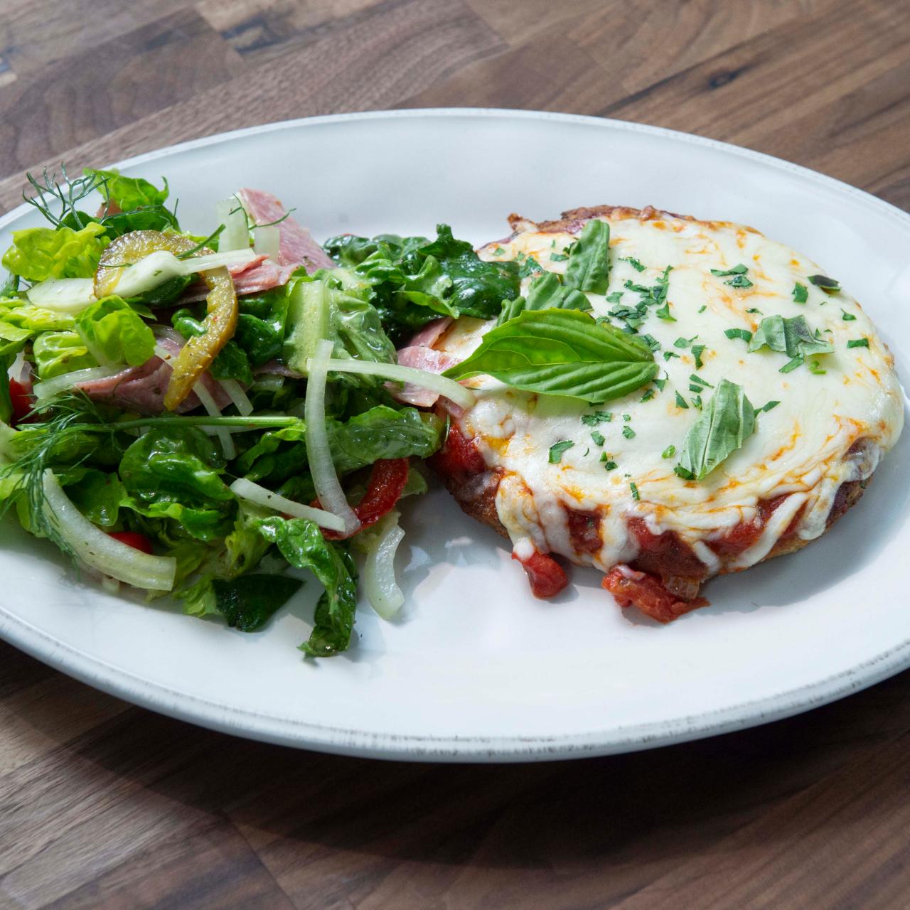 Chicken Patty Parm with Salami Salad Recipe | Rachael Ray | Food Network