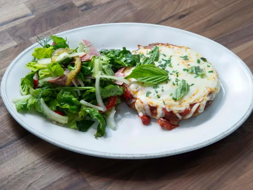 Chicken Patty Parm with Salami Salad Recipe | Rachael Ray | Food Network