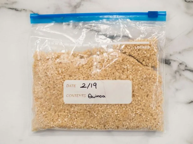 Katie Lee shows how to pre-portion grains to prevent freezing in clumps, as seen on Food Network's The Kitchen