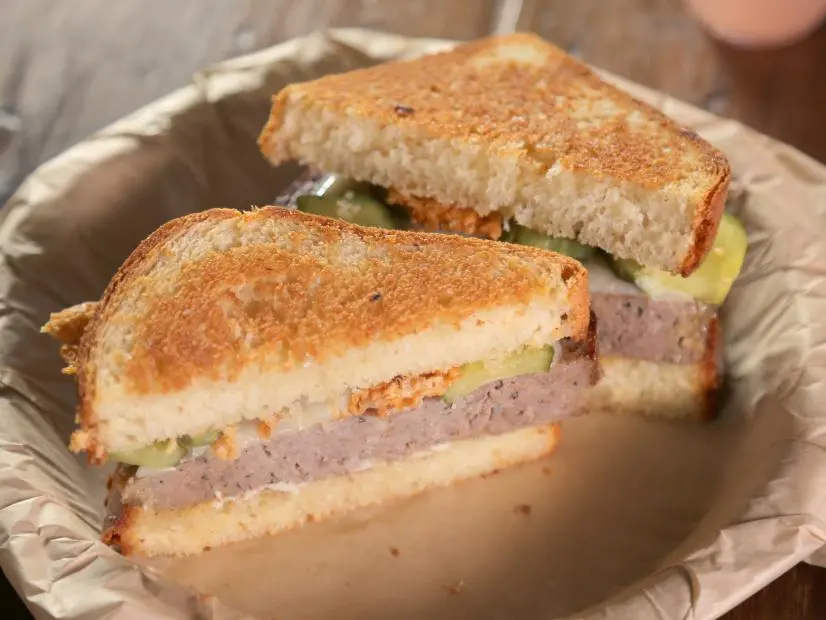 The Meatloaf Sandwich as Served at Holy Roller in Austin, Texas, as seen on Diners, Drive-Ins and Dives, Season 29.