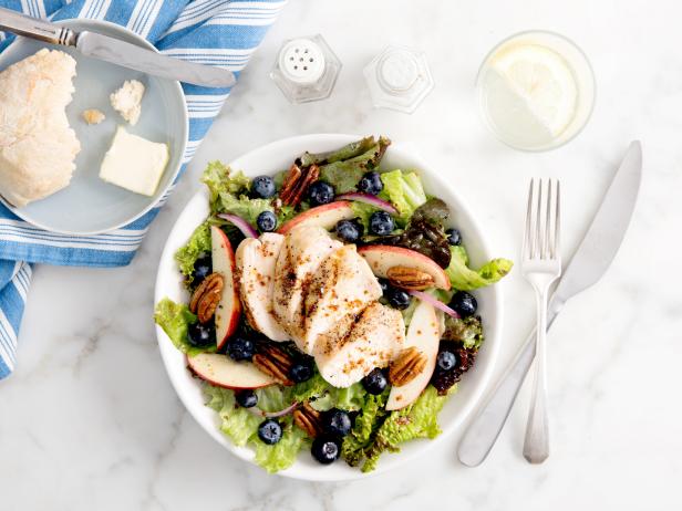 Grilled Chicken Blueberry Pecan Salad With Honey Mustard Vinaigrette Recipe Food Network