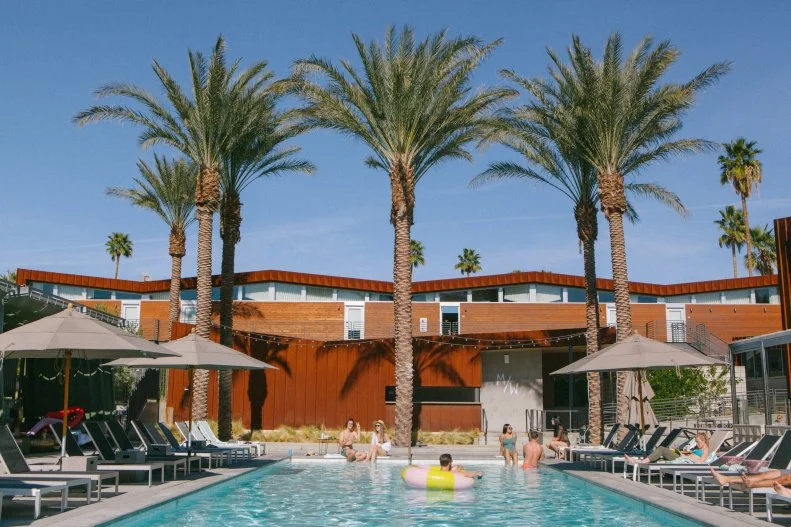 Arrive has earned notoriety among seasoned travelers for imbuing its hotels with equal parts luxury and fun, and its Palm Springs location is a prime example, with amenities such as ping-pong tables, fire pits and a huge outdoor pool. The welcome cocktails are a nice touch, so ditch your bags and head straight to the pool to snag a cabana. In need of a nosh? Order from Wexler's, a modern take on the classic Jewish deli that also happens to serve playful cocktails tailor-made for poolside sipping. Once you've soaked up some sun and slept off your pastrami on rye, head to the hotel's coffee shop, Cartel Coffee Lab, or its ice cream parlor and gift shop, aptly named Ice Cream & Shop, for an afternoon pick-me-up. Hit up happy hour at Draughtsman for a craft beer or cocktail and stepped-up shareable plates such as spicy tuna nachos or cauliflower "McNuggets." Downtown Palm Springs is just a few blocks away, and there you'll find a bevy of tiki bars like Bootlegger Tiki to keep the party going.