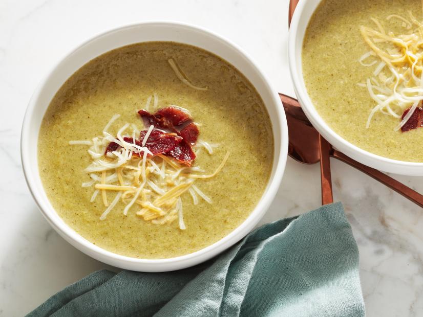 Food Network Kitchen’s Low-Carb Broccoli Cheese Soup, as seen on Food Network.