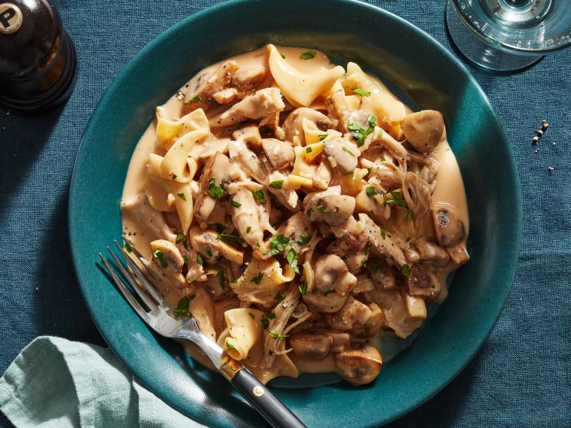 Food Network Slow Cooker Chicken and Mushroom Stroganoff, as seen on Food Network.
