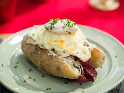 Jeff Mauro makes a Reuben Loaded Baked Potato, as seen on Food Network's The Kitchen