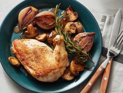 Tyler Florence’s Pan-Roasted Chicken with Mushrooms and Rosemary, as seen on Food Network, Food 911, season 1