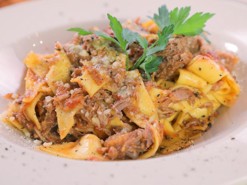 Pappardelle Con Constine Di Maiale as Served at Andreoli Italian Grocer in Scottsdale, Arizona, as seen on DDD Nation, Special.