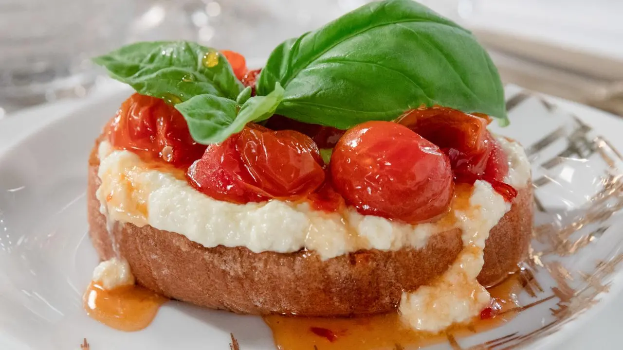 Ricotta Bruschetta with Sweet and Spicy Tomatoes