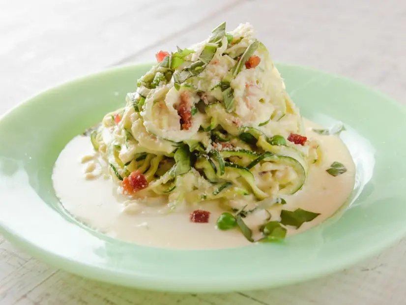 Close-up of Zucchini Carbonara