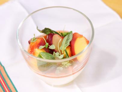 Michael Mina - Greek Yogurt Mousse with Stone Fruit, as seen on Guy's Ranch Kitchen, Season 2.
