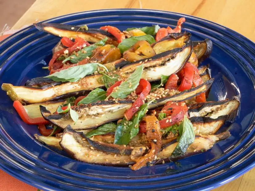 Beauty: Alex Guarnaschelli - Roasted Eggplant Salad , as seen on Guy's Ranch Kitchen, Season 2.