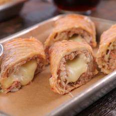 The Boudin Egg Rolls as Served at Piece of Meat in New Orleans, Louisiana, as seen on Diners, Drive-Ins and Dives, Season 29.