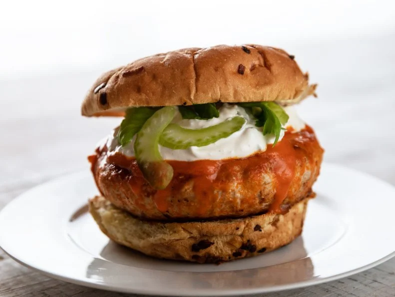 Close-up of Buffalo Chicken Burgers