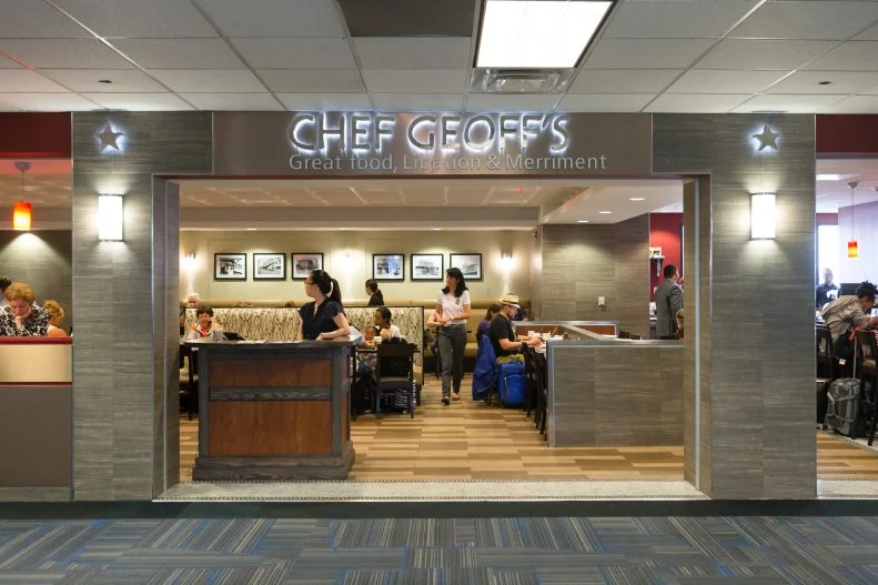 Chef Geoff Tracy has locations across Virginia and Maryland, so it only made sense for him to have an outpost where travelers could experience his food upon landing (or pre-takeoff). The menu is classic American with a twist, with snacks like Caesar fries with Parmesan and Caesar dressing, and honey sriracha cauliflower. Salads, burgers and sandwiches round out the meal, with a smattering of larger entrees like wasabi-crusted salmon or a crispy shrimp rice bowl.