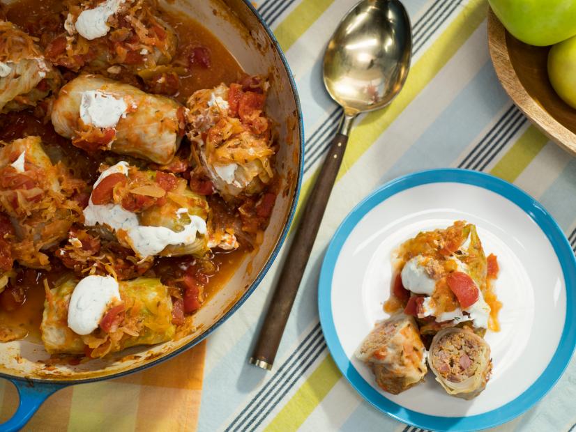 Geoffrey Zakarian makes Hungarian Style Stuffed Cabbage, as seen on Food Network's The Kitchen, Season 20.