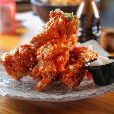 Korean Fried Chicken as Served at Yakitori Jinbei in Smyrna, Georgia, as seen on Diners, Drive-Ins and Dives, Season 29.