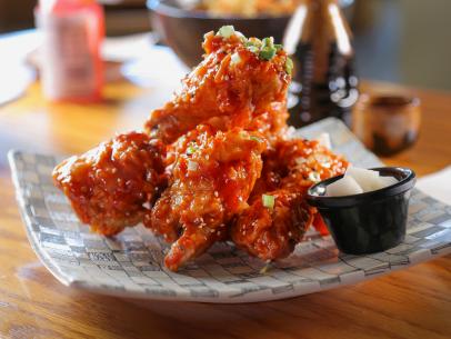 Korean Fried Chicken as Served at Yakitori Jinbei in Smyrna, Georgia, as seen on Diners, Drive-Ins and Dives, Season 29.