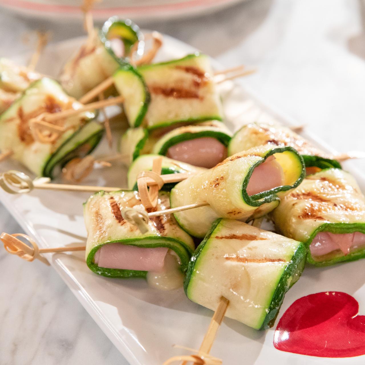 Zucchini Skewers - Zucchini Ribbon Skewers with Lemon Garlic Butter