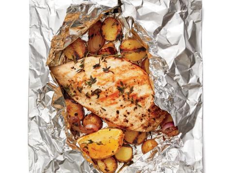 Foil-Packet Lemon Chicken with Fingerling Potatoes