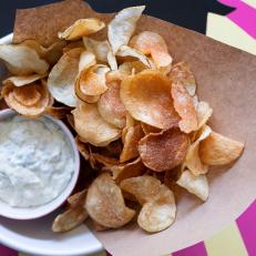Housemade potato chips and onion dip from Culinary Dropout in Phoenix Arizona is a FoodNetwork.com Cheap Eats. Food photography and compilation by Jackie Alpers