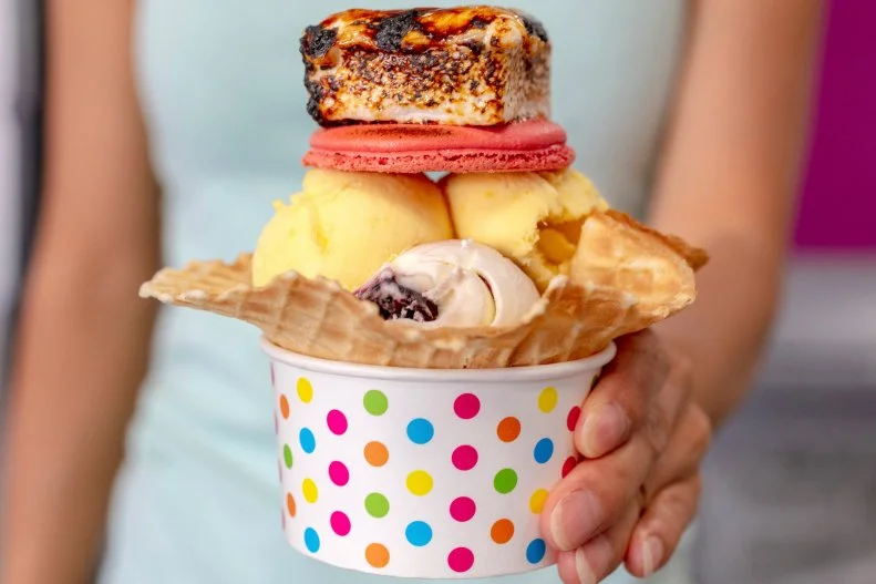 There’s nothing vanilla about this creative gelato shop, where flavors include tropical sorbets and cereal-flavored scoops. The shop is renowned for its Fatty Daddy’s Cookie Cup, with ice cream, a macaron an da toasted marshmallow, ideally in a waffle cup ($6.25).