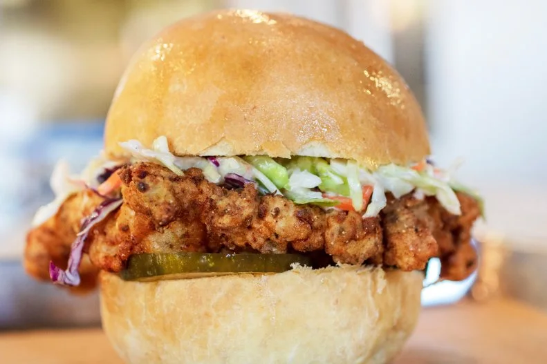 Tempe is the “college town” part of Phoenix and Nocawich’s What the Cluck ($9) is the perfect, modern, college-town sandwich.  A large, deep-fried chicken breast sits between sweet pickles, honey-Dijon mustard and slaw on a surprisingly sweet Parker House roll.