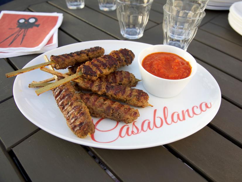 Food beauty of Giadas Grilled Polpete Kabobs, as seen on Giada Entertains, Season 4.