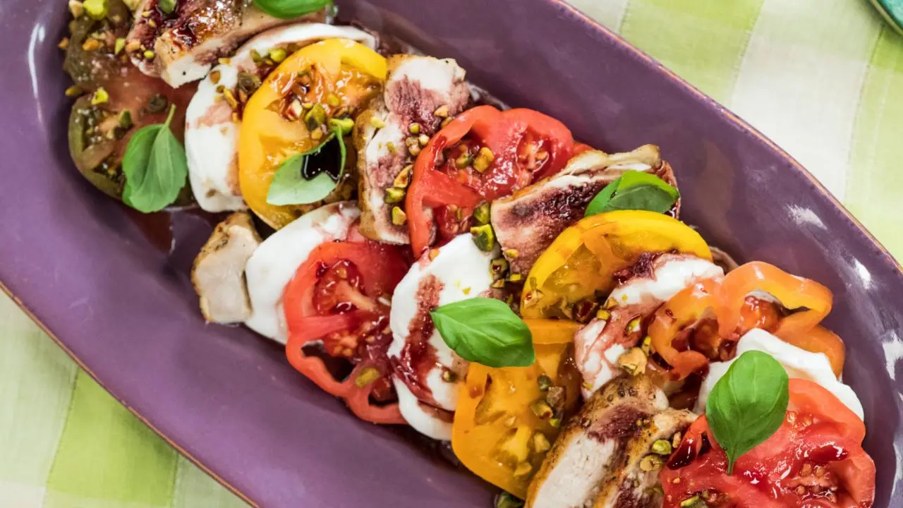 Caprese Chicken with Pomegranate Glaze