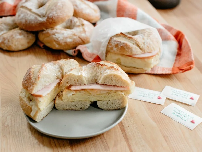 Molly Yeh's Potato Bagel Breakfast Sandwiches, as seen on Girl Meets Farm, Season 3.