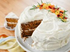 Molly Yeh's Carrot Cake with Spiced Cream Cheese Frosting, as seen on Girl Meets Farm, Season 3.