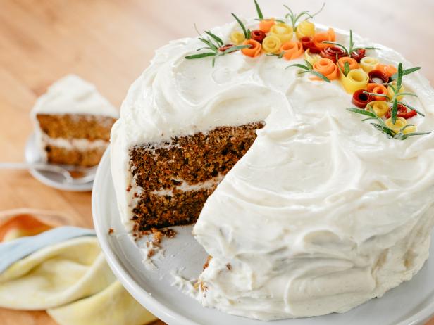 Molly Yeh's Carrot Cake with Spiced Cream Cheese Frosting, as seen on Girl Meets Farm, Season 3.