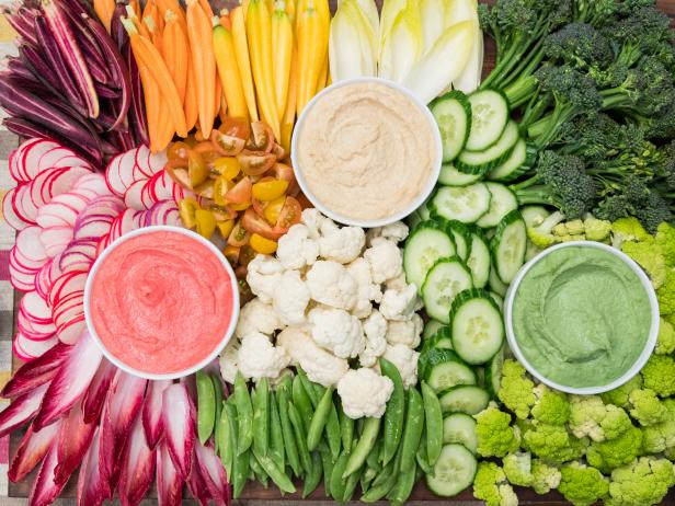 Food Stylist Meg Quinn shares her epic Vegetable and Hummus board, as seen on Food Network's The Kitchen