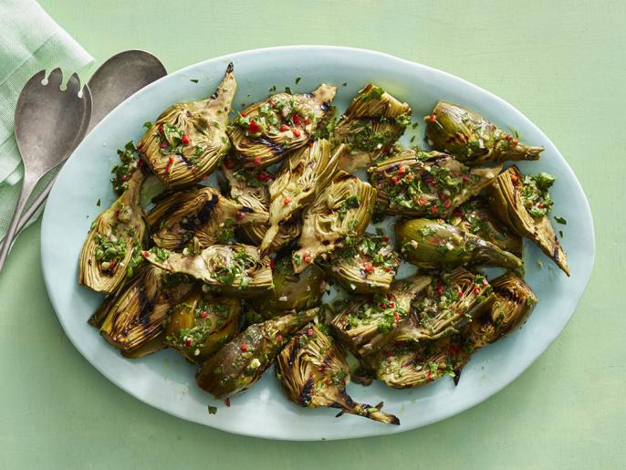 Grilled Baby Artichokes with Mint Salsa Verde Recipe Food Network