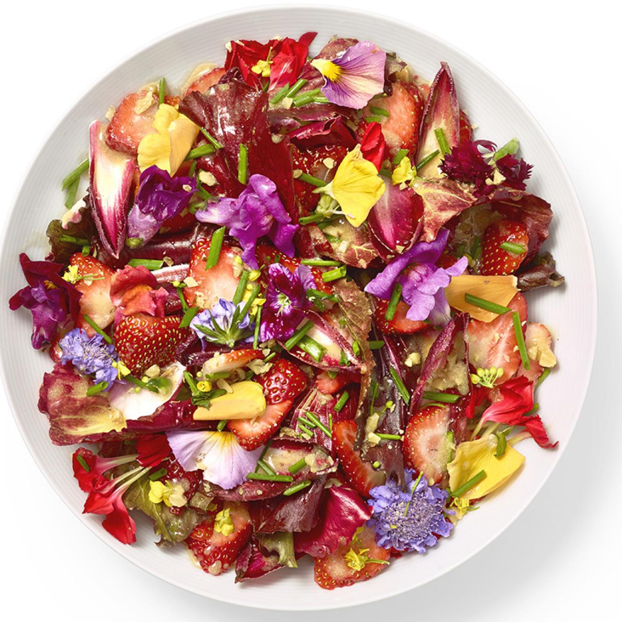 Strawberry-Endive Salad with Edible Flowers Recipe