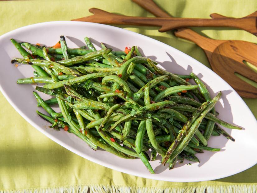 Sunny Anderson makes Sunny's Easy Grilled Green Beans with Quick Chutney, as seen on Food Network's The Kitchen