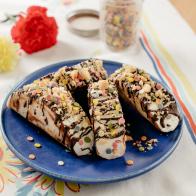 Chocolate-Covered Ice Cream Tacos, as seen on Girl Meets Farm, Season 3.