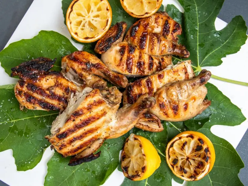 Close-up of Tuscan Grilled Cornish Hens