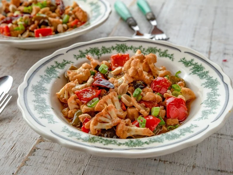 Close-up of Kung Pao Cauliflower