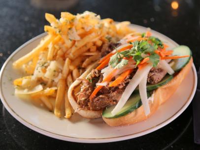 The Duck Bahn Mi as served at Frost Me Sweet Bistro and Bakery in Richland, Washington, as seen on Diners, Drive-Ins and Dives, Season 29.