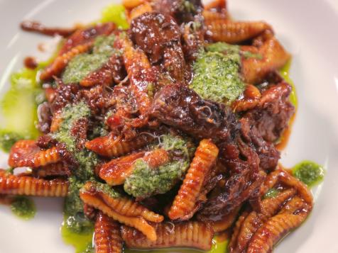 Pork Shoulder Braised with Porcini and Red Wine with Cavatelli Pasta and Sauce Verde