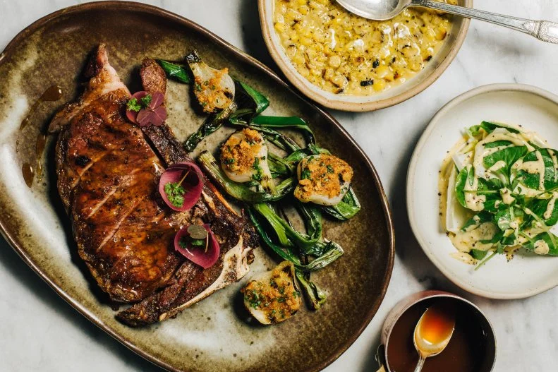 Part European-style butcher shop, part super fine dining restaurant, the expansive Gwen in Hollywood shines in all things meat. Curtis Stone and his brother, Luke, formed their own import company, so they could source their favorite wagyu beef from their native Australia. Guests can see it and all the other carnivorous treats cooking over wood-fired flames in the open kitchen as well as hanging in the glass-encased dry-age room. Locals head to the butcher counter to take home house-made charcuteries and steaks from purveyors like Napa Valley’s Five Dot Ranch, while diners sit back on rich leather banquettes or, even better, cozy up to the chef’s counter for tastings of creative appetizers and some of the best meat in the Golden State.
