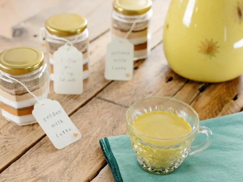 Host Molly Yeh, making her Golden Milk Latte, as seen on Girl Meets Farm, Season 3.