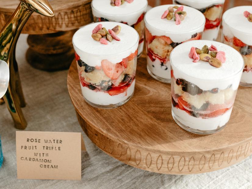 Molly Yeh's Mini Rose Water Trifles with Cardamom Cream, as seen on Girl Meets Farm, Season 3.