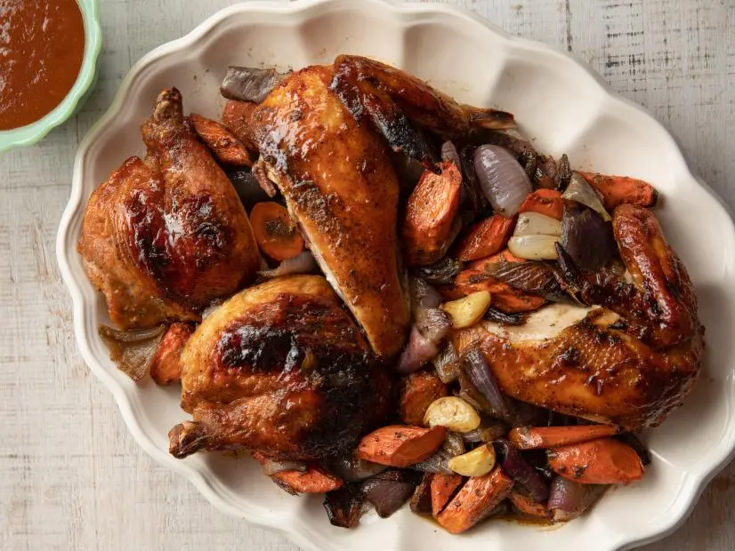 Close-up of Spatchcock Barbecue Chicken with Apple Brown Sugar Barbecue Sauce