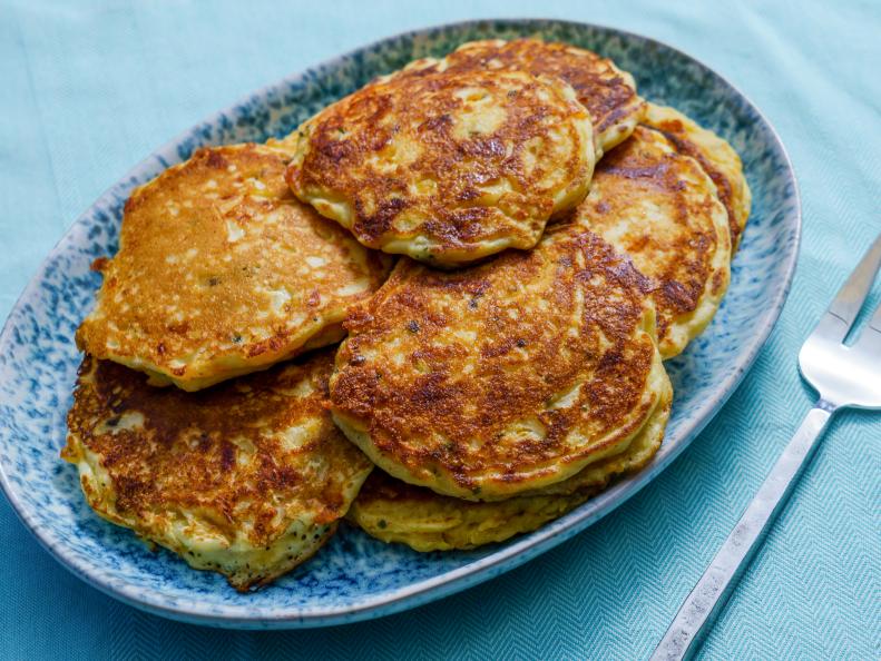 Buttermilk Cheddar Corn Cakes, as seen on Trisha's Southern Kitchen, Season 14.