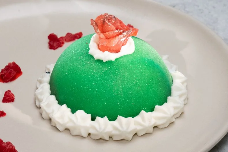 Contestant Casey Renee's cake is Chocolate sponge, vanilla pastry cream, raspberry jam, whipped cream and raspberry jewels, during the Skills Challenge, as seen on Best Baker in America, Season 3.